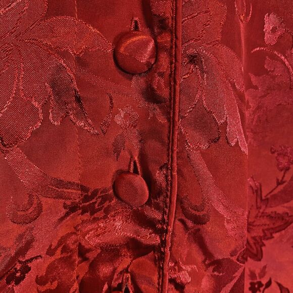 VTG Victoria's Secret Monogramed Red Floral Satin Gown PJ's Women's M Gold Label - Picture 4 of 12